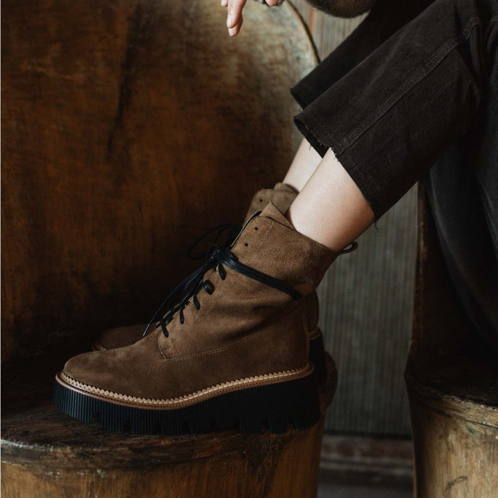 Freda Salvador Billie Platform Combat Boot in suede